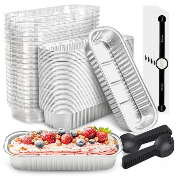 DM_20260710143300_001 30 Pack 6.8oz Dual Compartment Clear Disposable Plastic Clamshell Snack Containers, Affordable Takeout Food Trays for Party & Catering