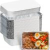 Aluminum Pans with Lids (20-Pack, 7.2"×5.3") 13.4oz Capacity Foil Food Containers with Lids - 20 Pans and 20 Cardboard Covers - Disposable Tin Foil Pans - for Baking, Meal Prep and Freezer, Takeout