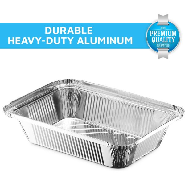Aluminum Pans with Lids (20-Pack, 7.2"×5.3") 13.4oz Capacity Foil Food Containers with Lids - 20 Pans and 20 Cardboard Covers - Disposable Tin Foil Pans - for Baking, Meal Prep and Freezer, Takeout