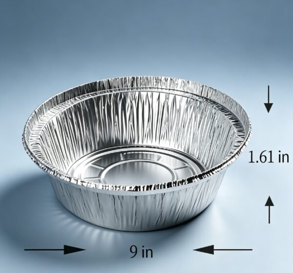 尺寸图 20 Pack 9" Round Aluminum Pans with Clear Lids, Pie Tins Disposable Foil Pans with Lids, Take Out Containers, Freezer Oven Safe Aluminum Baking Pans for Storing, Baking, Meal Prep & Reheating