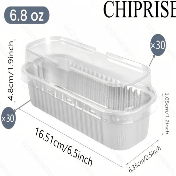 尺寸图 30 Pack 6.8oz Dual Compartment Clear Disposable Plastic Clamshell Snack Containers, Affordable Takeout Food Trays for Party & Catering